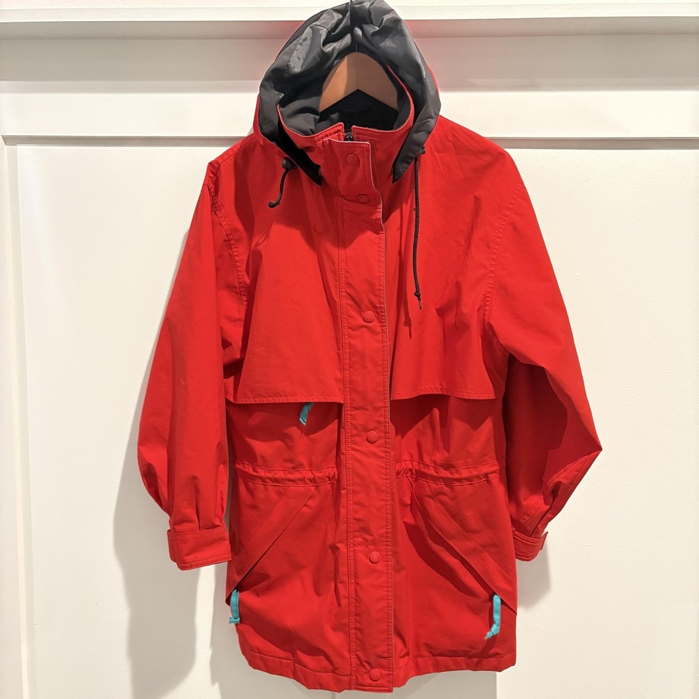 Vintage Eddie Bauer Jacket Mens Small‎ Red Hooded Parka Waterproof 90s